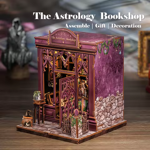 CUTEBEE Wooden Book Nook Miniature Model DIY Dollhouse Room Kit Bookstore Bookshelf Insert 3D Puzzle