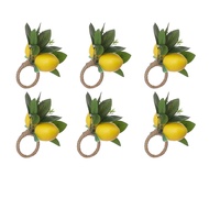 (CSID) {0} Lemon Napkin Rings Set Of 6 Lemon Vine Leaf Napkin Holders for Dining Table Decor Banquet