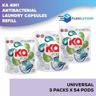 KA 4 in 1 Antibacterial Laundry Capsules Detergent 54s x 3 (Refill Pack) laundry capsules fragrant l
