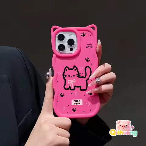 3D Wave Cat Ears Phone Case For Huawei Nova 8i 4E 3i Honor Magic 8 6 5 Lite 8A Pro 5G 4G Soft Casing