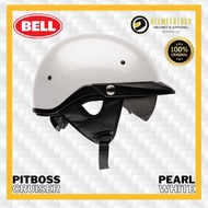 Bell Pitboss Gloss Pearl White Helm Half Face Cruiser Original Pit Boss Cruiser Helmet