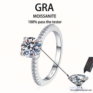 【 GRA Certificate Attached 】 2ct Pure Moissanite Ring, Fashionable 3-Diamond S925 Pure Silver Plated