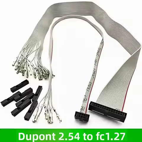 2Pcs Gray Flat Cable FC 1.27mm To 2.54mm DuPont Female Connector FC-6P/8P/10P/12P/14P/16P/20P/26Pin 