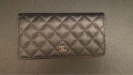 全新香奈兒荔枝牛皮黑色經典銀包 Chanel classic wallet