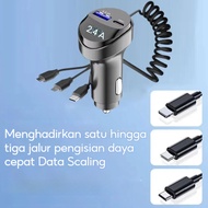 G 3 in 1 Cable Dual port USB + type-c port LED Digital Display Car Charger Phone Charger 3.1A