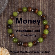 8mm Peridot & Tiger Eye Wealth Bracelet For Women Men, Attract Abundance & Prosperity, Opportunities