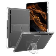 Others - 適用 三星 Samsung Tab S7/S8 (T870/T875) 11" 摺疊支架 TPU透明軟殼 氣囊防摔保護套