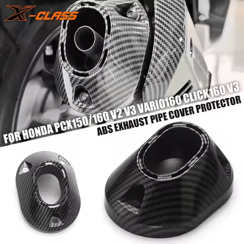 X-CLASS ABS Carbon Fiber Pattern Muffler End Cap Exhaust Pipe Cover Protector for Honda PCX 150 160 