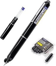 WRITECH Retractable Fountain Pen Set: Fine Nib Black Ink Pens Includes 5 Ink Cartridges Smooth Writi