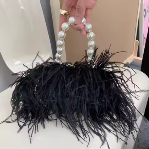 Ostrich Fur Feather handbag coin purse wedding purse Evening Bag Wallet Clutch Bag Women Clutch Diam