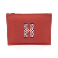 【二手】愛馬仕 HERMES Second Bag Clutch Bag Flat Pouch GM H Natte H103643M02 Tomato Wool Flat Pouch Women's