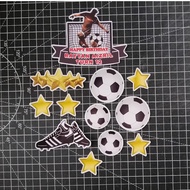 [CUSTOM NAME] Happy Birthday Cake Topper Football Bola Decoration Set Party Accessories Banner Hiasa