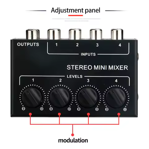 4-Channel Small Audio Mixer Stereo Dispenser for Live Studio DJ Equipment CX400 Mini Passive Stereo 