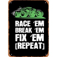 Vintage Look Metal Sign - Rc Car Race Em Brake Em Model - 8 x 12 Tin Sign