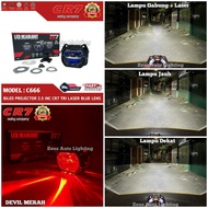 MATA Biled Projector CR7 Type C666 2.5 Inch 3 Eyes Laser Blue Lens Plus ShroudDEVIL with High Low Fl