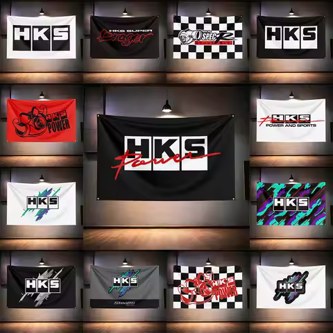H-K-Ss Tuning Parts Flag 3x5ft 90x150cm For Garage Workshop Tuning Shop Man Cave Bar Club Auto Shop 