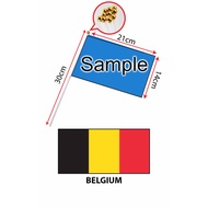 Belgium Hand Flag With Stick (14x21cm)/ Bendera Tangan Dunia Belgium (14x21cm)