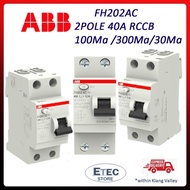 ABB FH202 RCCB/ELCB 40A 2P [ 300MA/100MA/30MA]Ready Stock