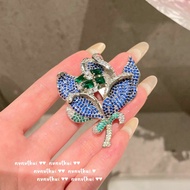 Sri Lanka Sapphire Cicada Brooch Vintage 18K Gold Plated Bow Zircon Rabbit Enamel Brooch 【DC】