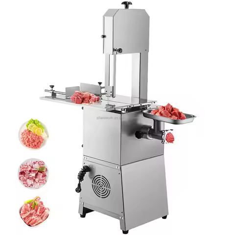 Commercial 2 in 1 Meat Bandsaw Meat Grinder Electric 850W Bone Cutting Machine Stainless Steel Blade