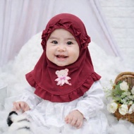 Gothic Children's Hijab Jersey Balloon Curly Motif Ages 0-2 Years tudung budak perempuan tudung buda