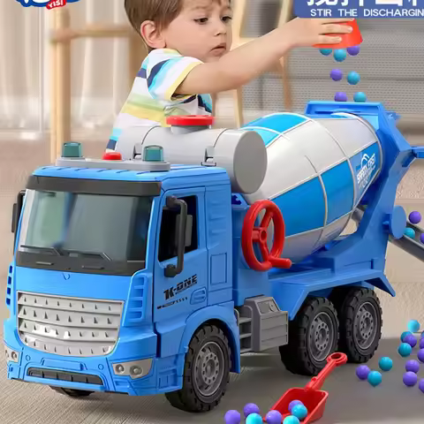 Children's Simulation Engineering Mixer Truck Model Inertia Transporter Concrete Cement Truck Light
