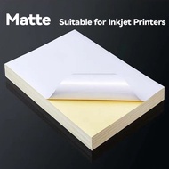 100 Pcs Matte Sticker Paper Glossy Sticker A4 Size Paper for Printing Waterproof Labeling Precut Pap
