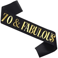 70 & Fabulous Birthday Belt, Gold Foil "70 & Fabulous "Black Satin 70th Birthday Belt Male Female Bi