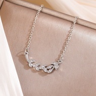 New Style 925 Sterling Silver Necklace Fashion Diamond-Studded Leaves Branches Leaves Classy Clavicl