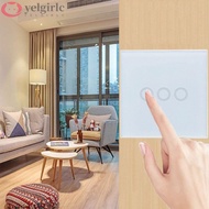 YELGIRLC Touch Switch Dust-proof 1/2/3 Gang 1 Way Single Live Wire Control Light Switch