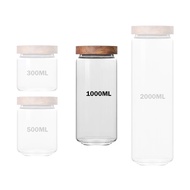 BREWISH Glass Storage Jar Wooden Lids Food Storage Jar Container Canister Cookie Coffee Glass Bottle