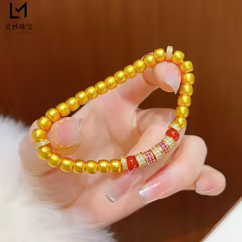 Dignified Bracelet Women's 24K Gold AU999 - Exquisitely Crafted Diamond Nanhong, Rose & Apple Noble 