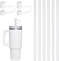 6 x Reusable Straws Compatible with Stanley Cup, with 2 Stanley Straw Covers, Replacement Straws, Cl