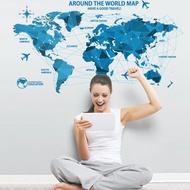 Premium blue atlas world map wallpaper / wall sticker