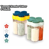 5-in-1 SPICE BOX 5-Section FLOWER SPICE BOX KITCHEN SPICE BOX SALT PEPPER KITCHEN SPICE BOTTLE / STO