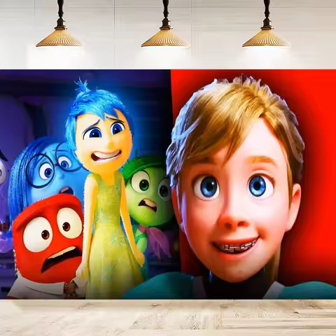 Photography Backdrop Inside Out Banner Baby Shower Kids Birthday Party Inside Out Background Room De