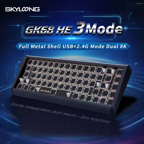 SKYLOONG GK68 HE Mix Wireless Keyboard Kit Aluminum Shell Compatible with Mechanical/Magnetic Switch
