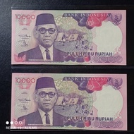 10000 rupiah hamengku uang kertas kuno tahun 1992 imp 1993 nomor seri