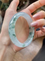 冰種玉鐲 天然翡翠玉鐲 A玉 手鐲 • 冰種藍飄花翡翠福鐲