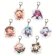 Genshin Impact Keychain Cosplay Kazuha Ayaka Yoimiya Eula Cute Cartoon Character Car Pendant Arcylic Key Chain