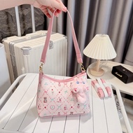 [GIVE HOOK] Women's handbag, PU leather crossbody bag with lovely patterns, free gift with cotton st