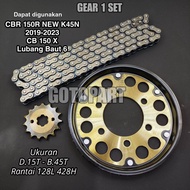 Gear Set CBR 150r K45N 2019 KEATAS CB 150X LUBANG BAUT 6 girset Gearset gigi tarik model sss
