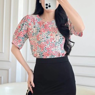 Áo kiểu công sở tay phồng hoa nhí LAVYA - A010 Áo kiểu nữ áo sơ mi nữ đẹp áo công sở cao cấp