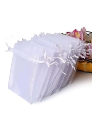 50入組歐根紗網袋小抽繩網狀珠寶糖果袋婚禮派對嬰兒送禮會禮品袋