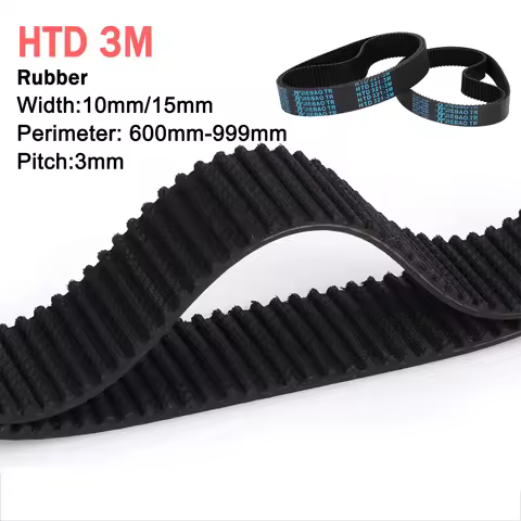 HTD 3M Black Closed Loop Rubber Synchronous Timing Belt Pitch 3mm Perimeter 600mm-999mm Width 10mm 1