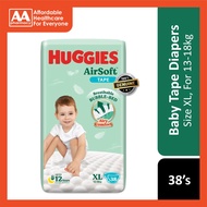 Huggies Air Soft Baby Tape Diapers Size XL 38's (For 13-18kg)