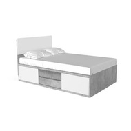 實惠 - ALEN DY-B-1370A2 直屏雙趟門兩櫃桶雙人床1370W x 1938D x 970Hmm - 灰水泥木紋配亮光白色