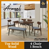 Arsenal Wood Dining Set / Meja makan Kayu 1+4+1 / Table / Bench Chair / Chair PROMO