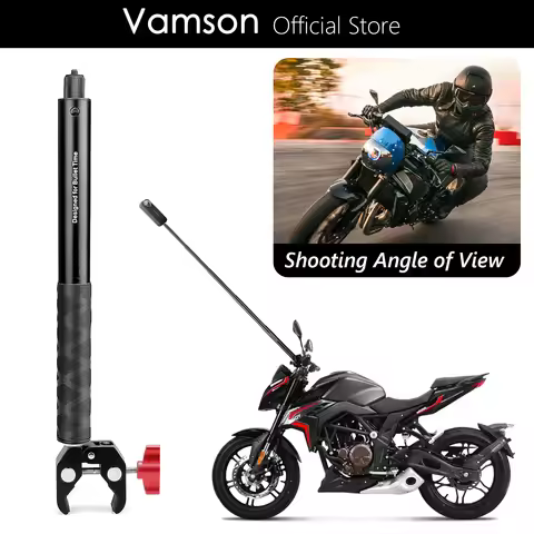 Vamson for Insta360 One X3 Motorcycle 3rd Person View Invisible Selfie Stick Handlebar Clamp Mount f