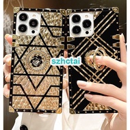 Oppo Reno 8T 4G 5G 8Z 7Z 6Z Reno 4 5 3 2Z 2F 5 Pro 2 Luxury Square Golden Phantom Flower Ring Stand 